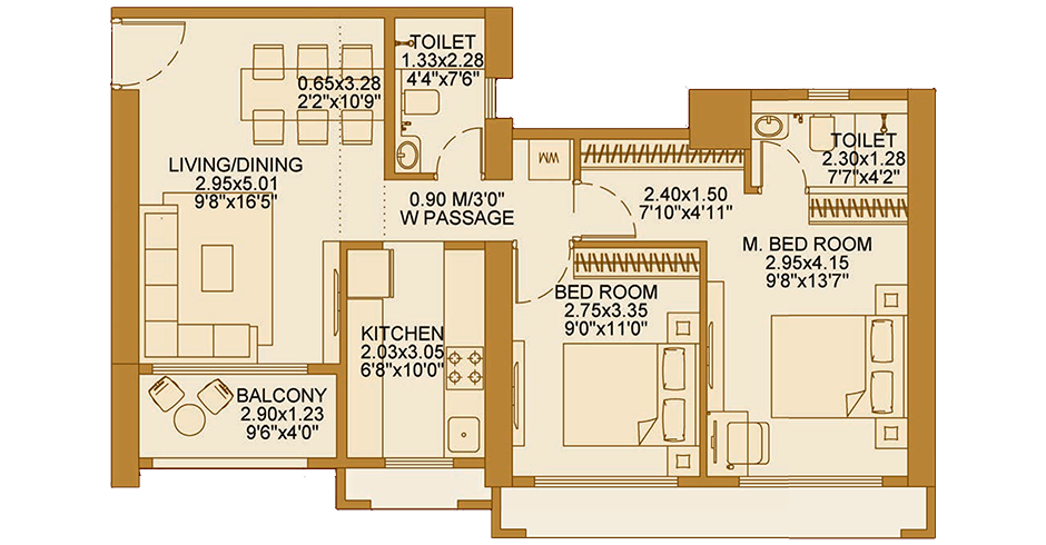 Dosti 604 2 BHK Floor Plan Dosti 604 2 BHK Floor Plan